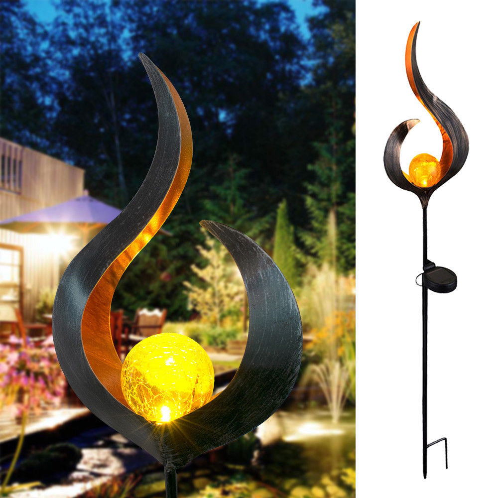 LED Solar Flame Garden Light Metal LED