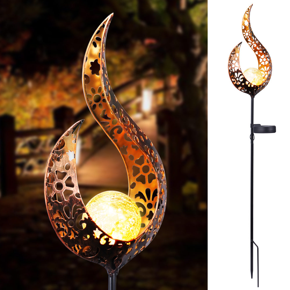 LED Solar Flame Garden Light Metal LED