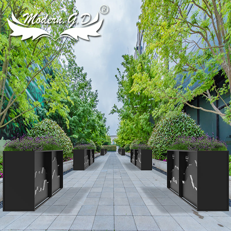 Large Stainless Steel and Metal Street Garden Planter